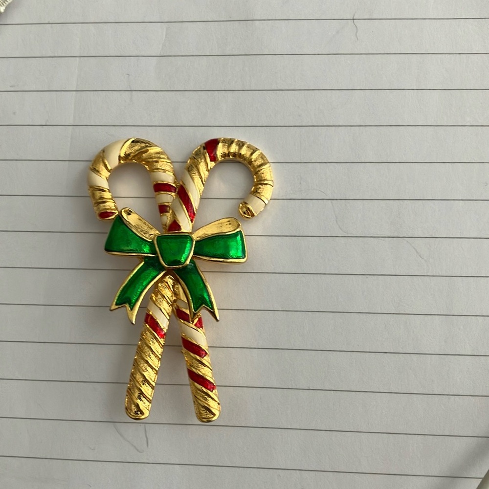 I rage gold candy cane pin